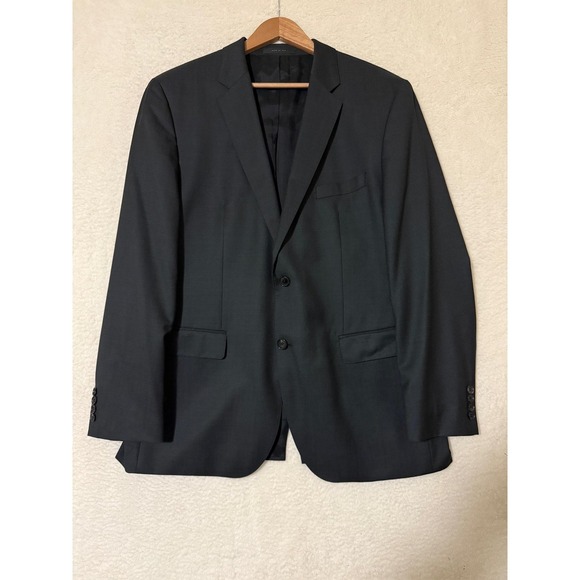 Hugo Boss Blazer Mens 44R Gray Virgin Wool Extra Slim 2 Button Made USA